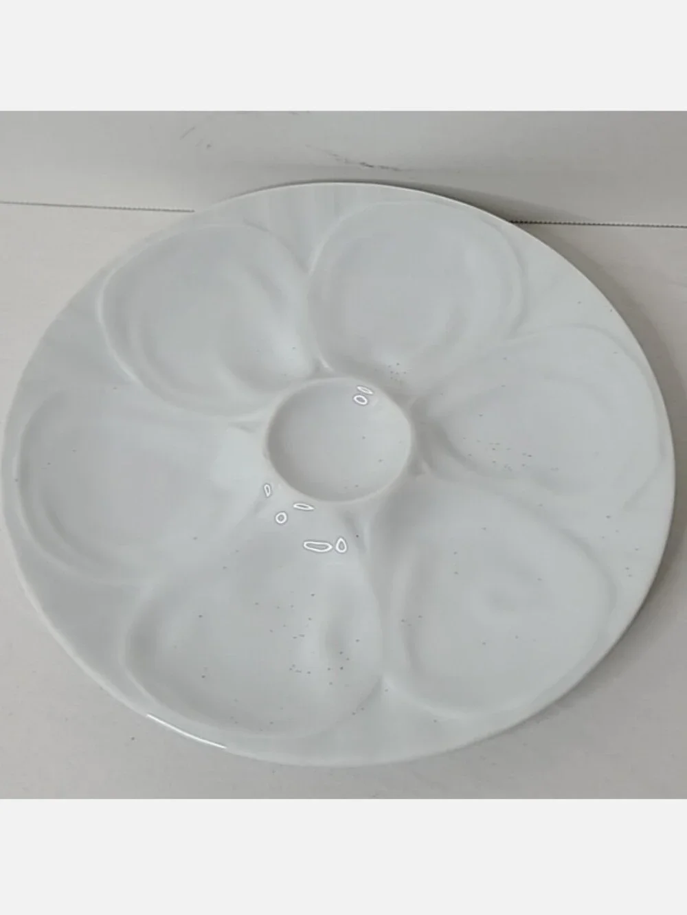 Vintage 60's Oyster Dish Plate Ceramic Stoneware Porcelain White Serve Platter